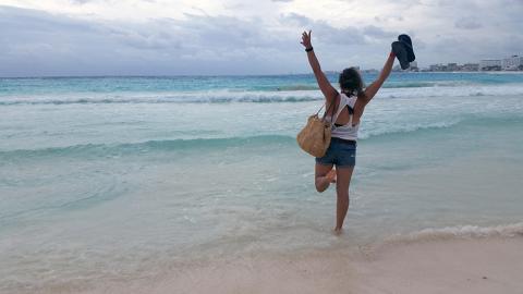 Sarah Pressman at the beach